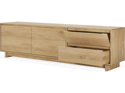 Wave Oak TV Cupboard Media Console with Soft-Closing Doors