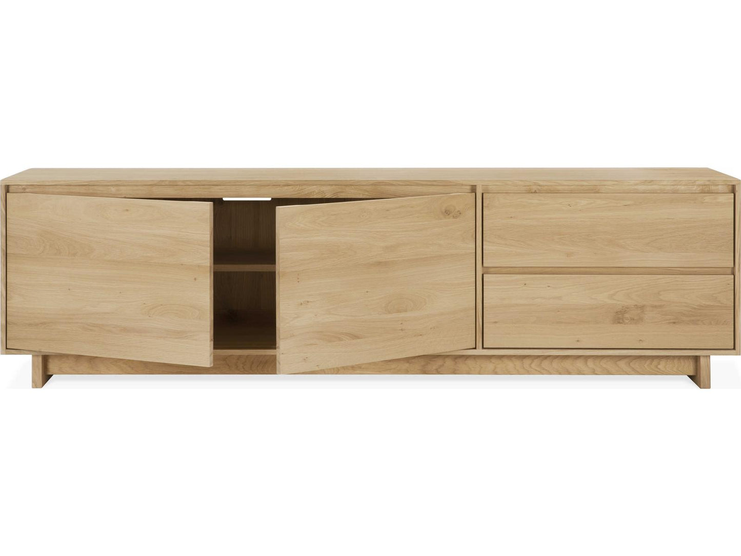 Wave Oak TV Cupboard Media Console with Soft-Closing Doors