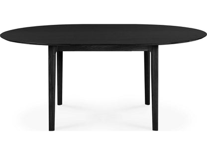 Bok 51-71 Inch Round to Oval Extendable Dining Table in Black Oak
