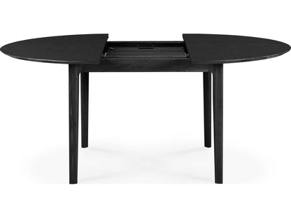Bok 51-71 Inch Round to Oval Extendable Dining Table in Black Oak