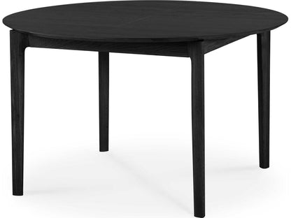 Bok 51-71 Inch Round to Oval Extendable Dining Table in Black Oak