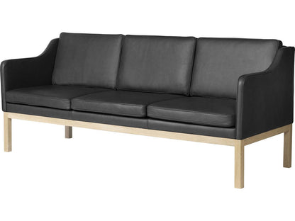 MK46 Black Leather Sofa