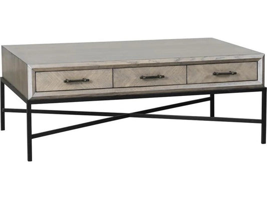 Monogram Expedition Rectangular Wood Coffee Table with Drawers