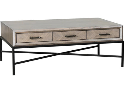 Monogram Expedition Rectangular Wood Coffee Table with Drawers