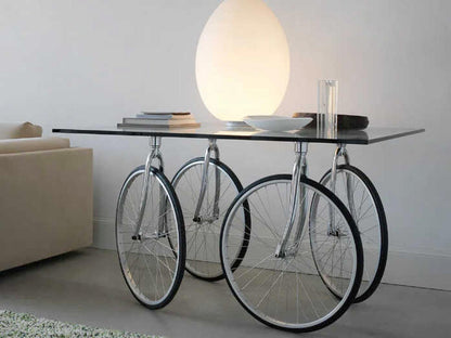 Tour Square Glass Stainless Steel Dining Table
