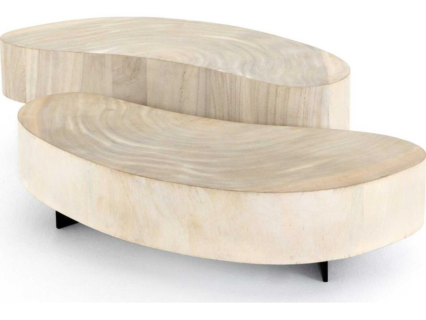 Wesson Avett Kidney Coffee Table Bleached Guanacaste and Gunmetal