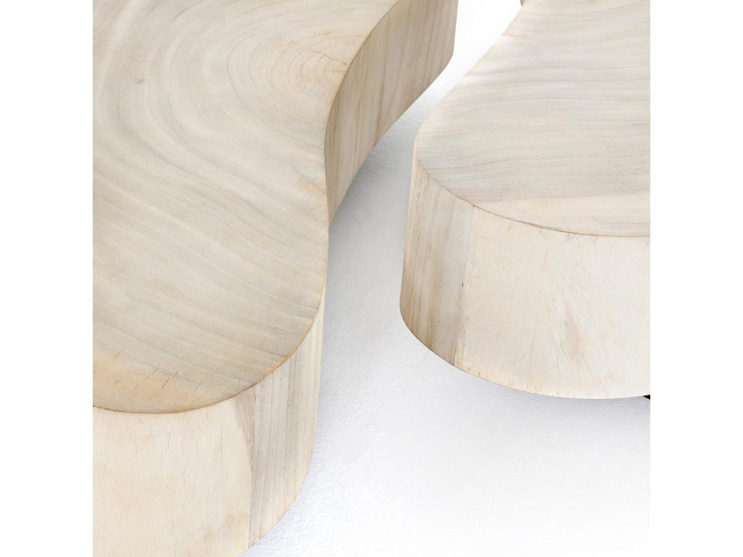 Wesson Avett Kidney Coffee Table Bleached Guanacaste and Gunmetal