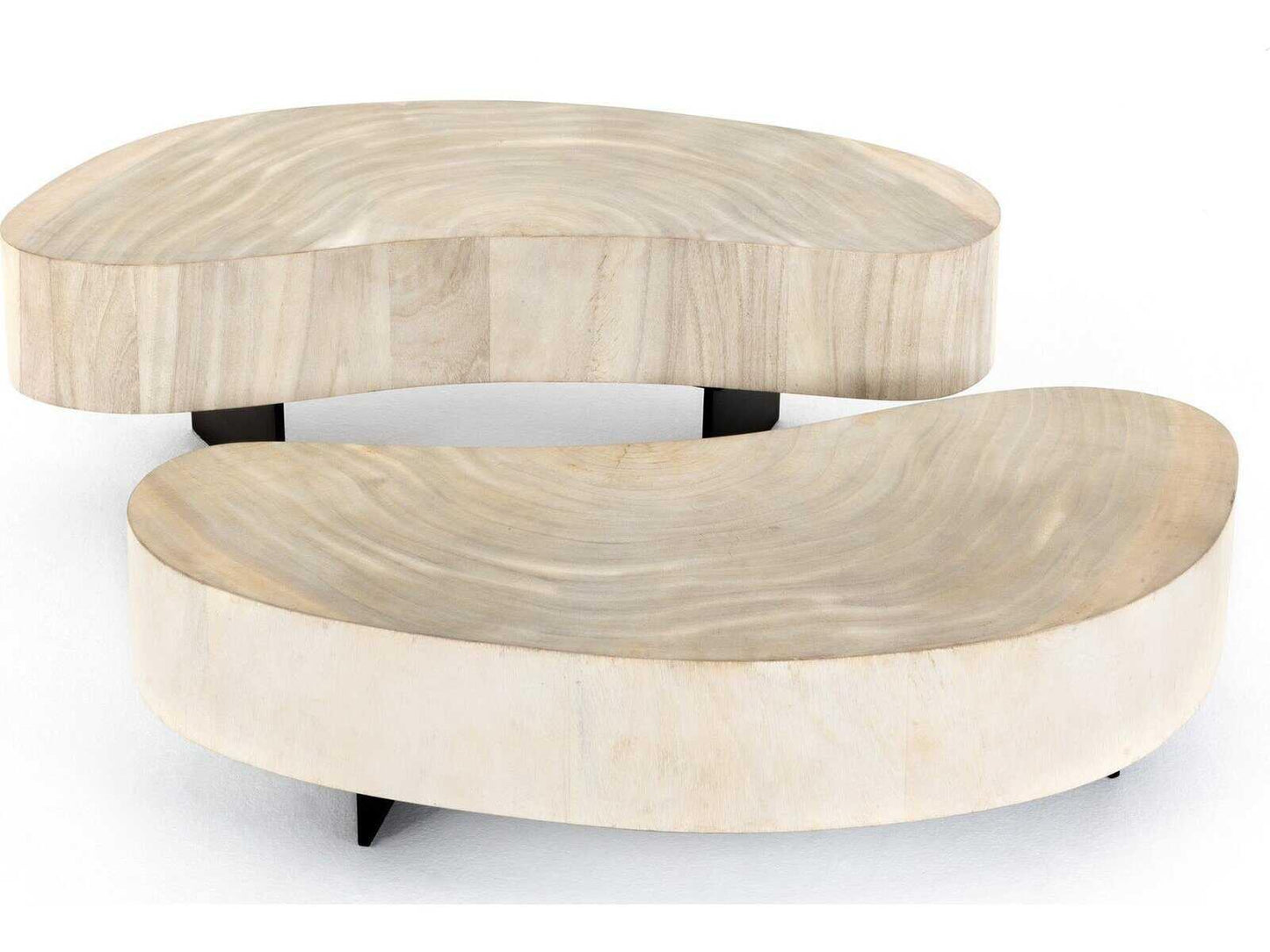 Wesson Avett Kidney Coffee Table Bleached Guanacaste and Gunmetal