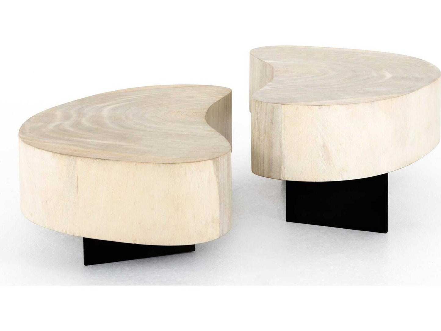 Wesson Avett Kidney Coffee Table Bleached Guanacaste and Gunmetal