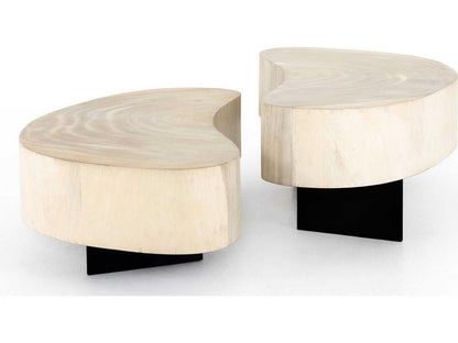 Wesson Avett Kidney Coffee Table Bleached Guanacaste and Gunmetal