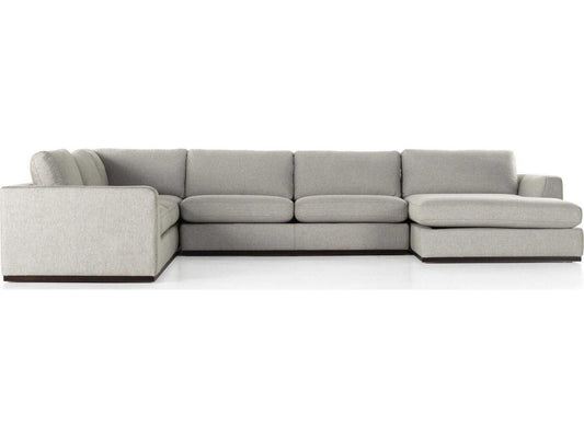 Centrale 4-Piece Modular Poly Linen Blend Sectional Sofa in Aldred Silver