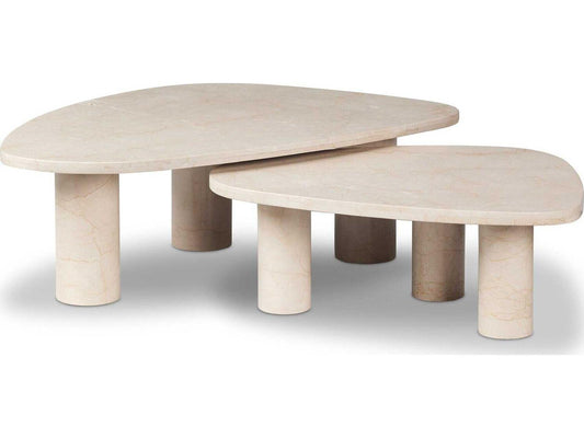 Rockwell Zion Cream Marble Nesting Coffee Table Set