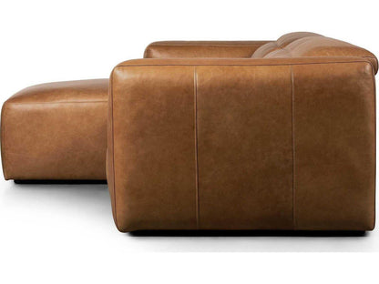 Norwood Radley Power Recliner 3-Piece Leather Sectional Sofa with LAF Chaise in Sonoma Butterscotch