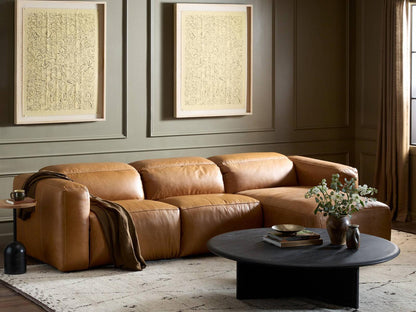 Norwood Radley Power Recliner 3-Piece Leather Sectional Sofa with LAF Chaise in Sonoma Butterscotch