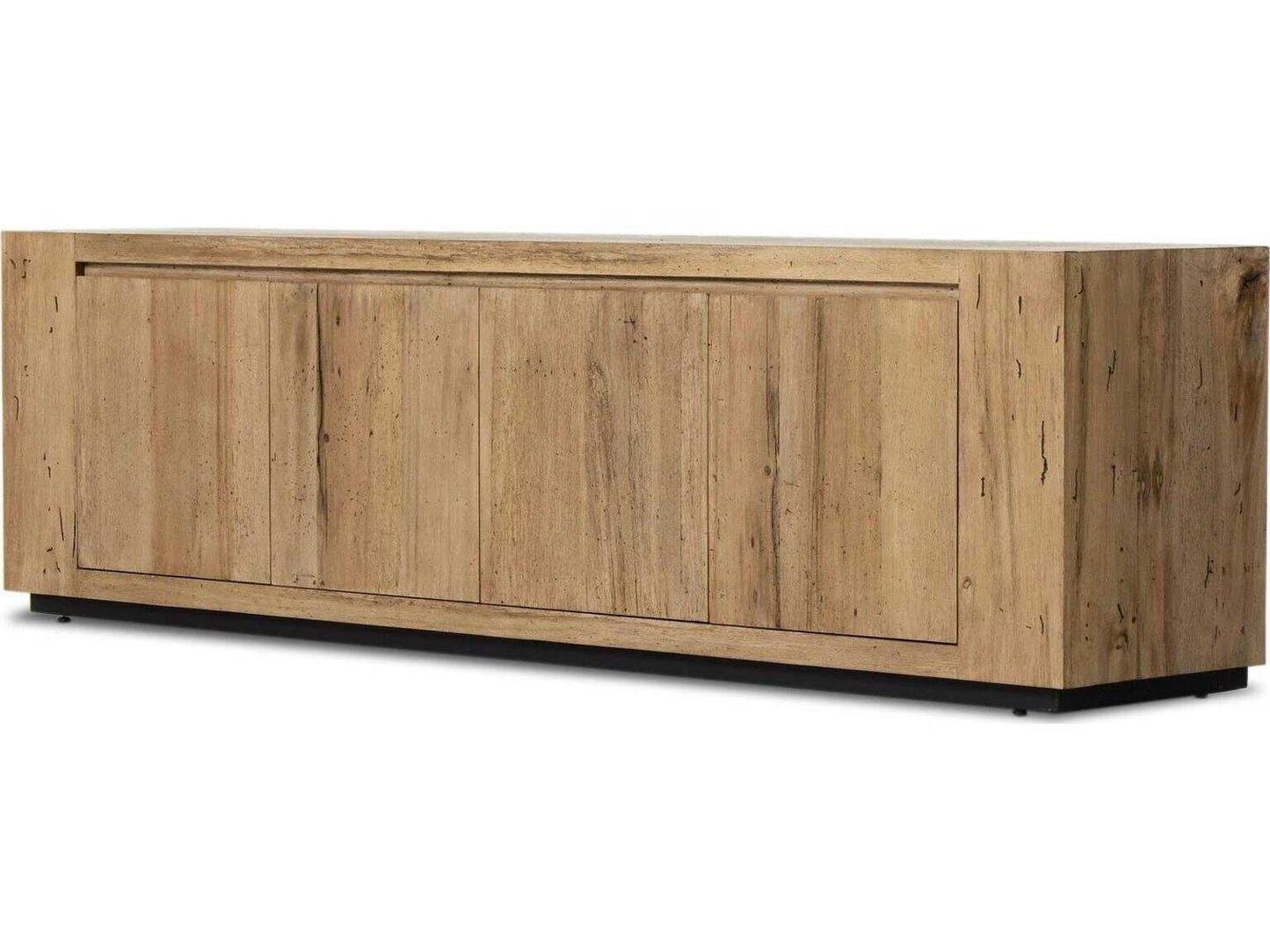 Wesson Abaso 94-Inch Hardwood Media Console in Black Rustic Wormwood Oak