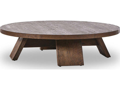 Irondale Round Resawn Oak Coffee Table Ashen Oak Resawn