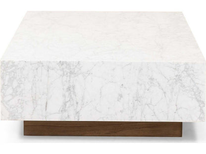 Hughes Masera Rectangular Coffee Table in White Carrara Marble