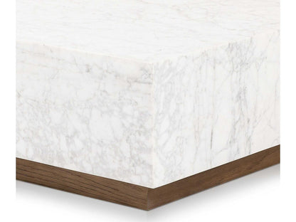 Hughes Masera Rectangular Coffee Table in White Carrara Marble