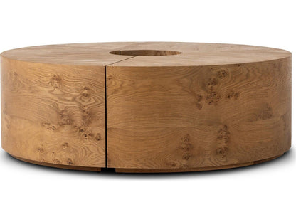 Collins Round Wood Coffee Table in Barley Medium Burl Oak