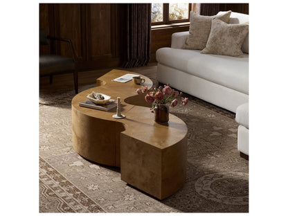 Collins Round Wood Coffee Table in Barley Medium Burl Oak