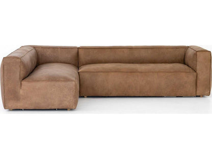 Carnegie Nolita 2-Piece Right Arm Facing Top Grain Leather Sectional Sofa in Natural Washed Sand