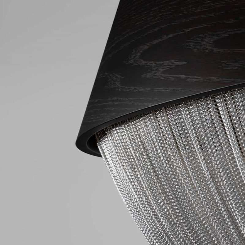 Modern Forever Chandelier, Oak, Aluminium Chain, Handmade Portugal by Greenapple