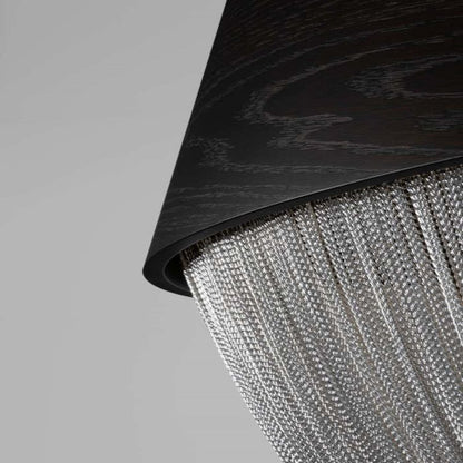 Modern Forever Chandelier, Oak, Aluminium Chain, Handmade Portugal by Greenapple