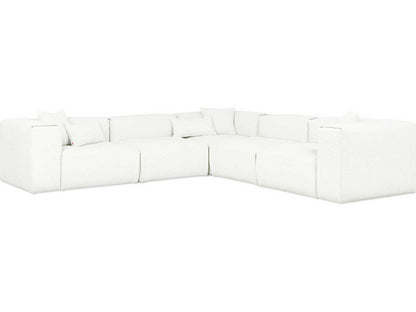 Nest 5-Piece Modular Sectional Sofa in Morris Bone Bouclé Fabric