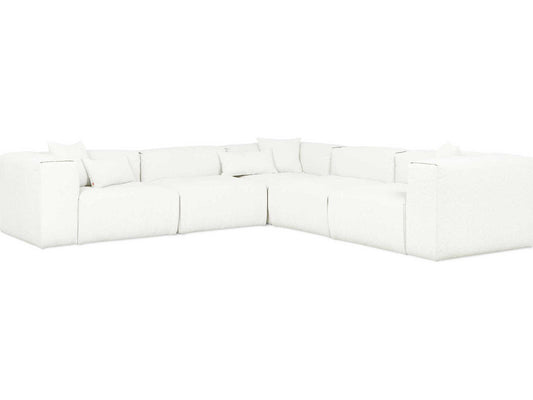 Nest 5-Piece Modular Sectional Sofa in Morris Bone Bouclé Fabric