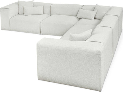 Nest 5-Piece Modular Boucle Fabric Sectional Sofa in Morris Fog