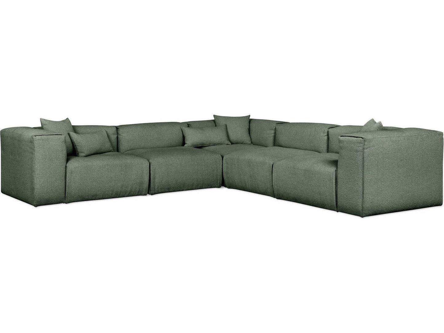 Nest 5-Piece Modular Boucle Sectional Sofa in Morris Pine Green