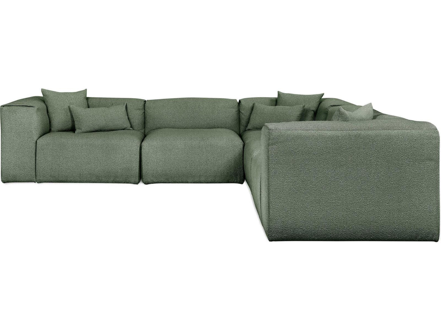 Nest 5-Piece Modular Boucle Sectional Sofa in Morris Pine Green