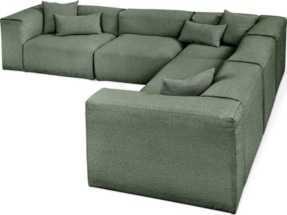 Nest 5-Piece Modular Boucle Sectional Sofa in Morris Pine Green