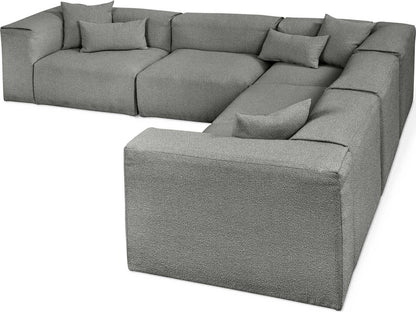 Nest 5-Piece Modular Upholstered Corner Sectional Sofa in Gray