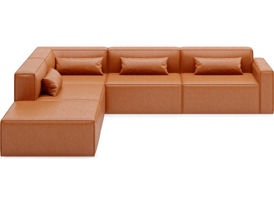 Mix Modular 5-Piece Vegan AppleSkin Leather Sectional Sofa in Cognac