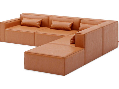 Mix Modular 5-Piece Vegan Cognac Leather Sectional Sofa