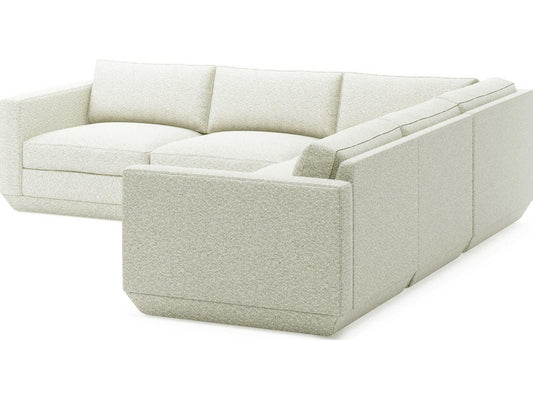 Podium Modular Sectional Sofa in White Cocoon Pearl Fabric