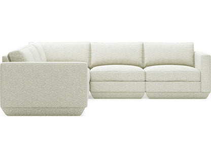 Podium Modular Sectional Sofa in White Cocoon Pearl Fabric