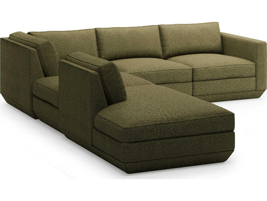 Podium 5-Piece Corner Modular Sectional Sofa Green Performance Fabric