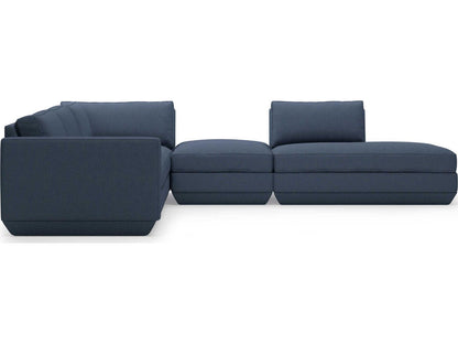 Podium 5-Piece Modular Upholstered Sectional Sofa in Hanson Navy Right-Facing