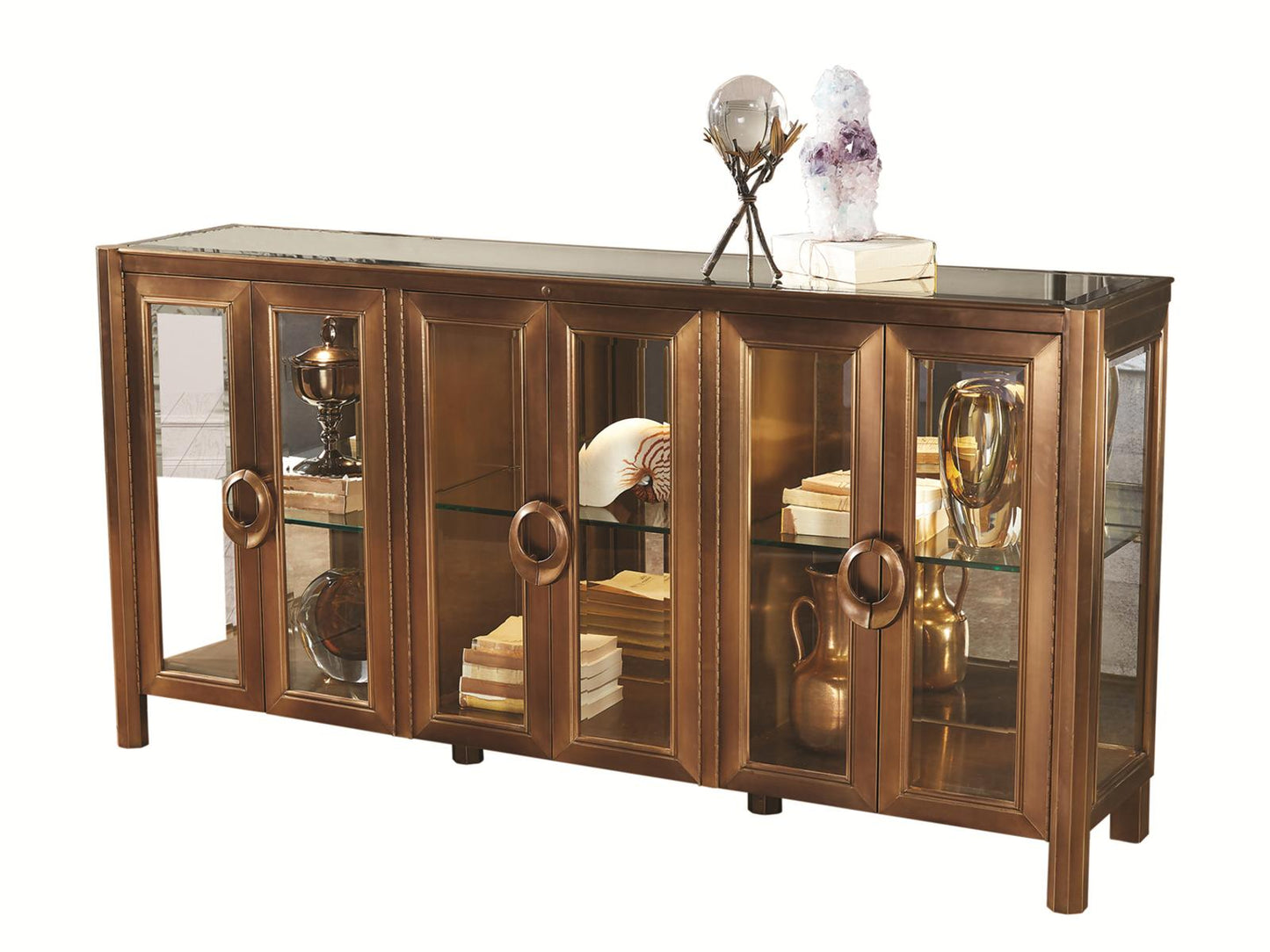 72 Inch Poplar Wood Dark Brass Sideboard