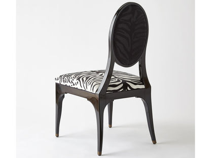 Zebra Upholstered Dining Side Chair in Matte Black Lacquer