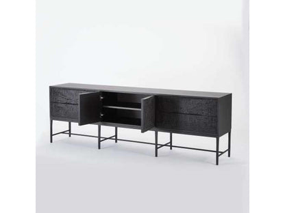 Kyoto 86-Inch Black Gmelina Wood Media Cabinet