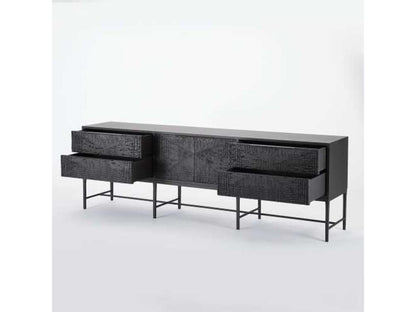 Kyoto 86-Inch Black Gmelina Wood Media Cabinet