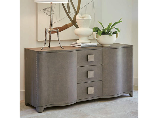 Toile Linen 66-Inch Credenza Sideboard Grey Oak Interior