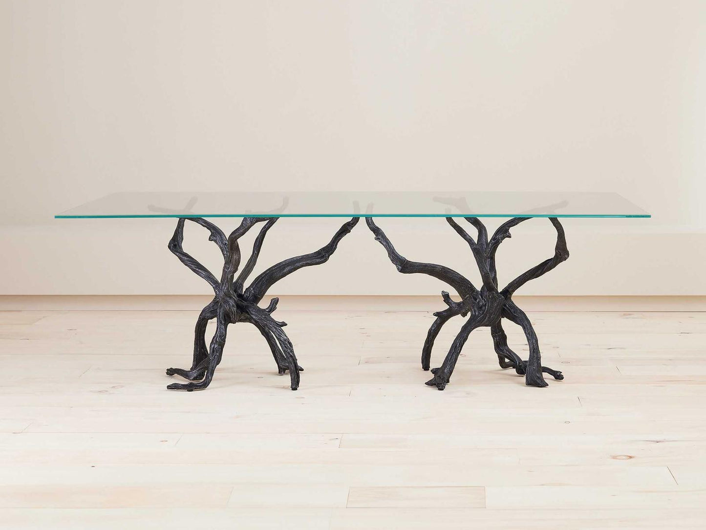 Monterey 96-Inch Rectangle Dining Table Natural Iron and Glass