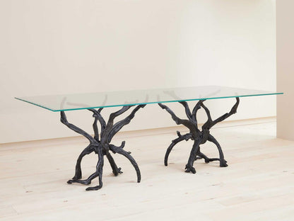 Monterey 96-Inch Rectangle Dining Table Natural Iron and Glass