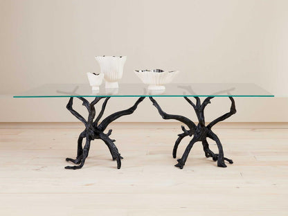 Monterey 96-Inch Rectangle Dining Table Natural Iron and Glass