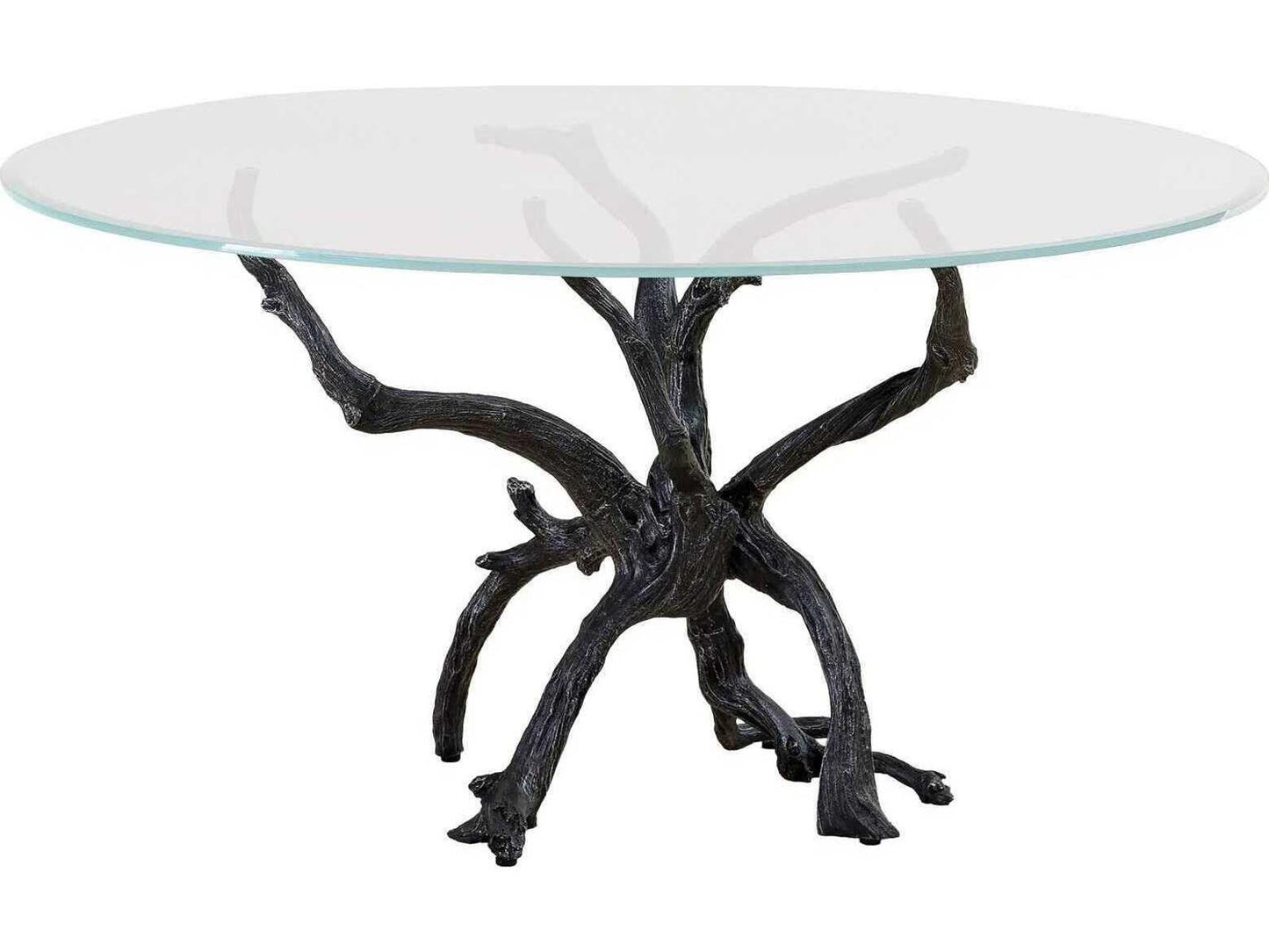 Monterey Round 60-Inch Glass Top Dining Table in Natural Iron