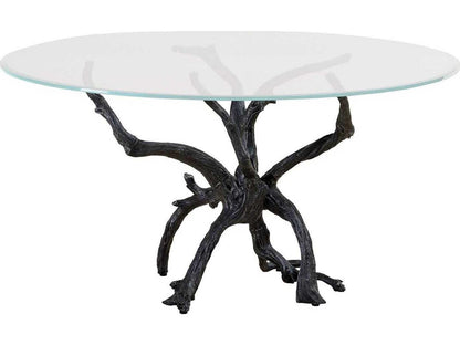 Monterey Round 60-Inch Glass Top Dining Table in Natural Iron